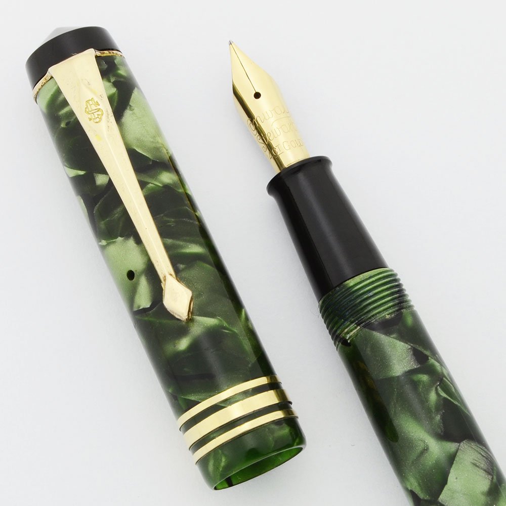 Conway Stewart 388/33 Fountain Pen Set - Marbled Green, Extra Fine
